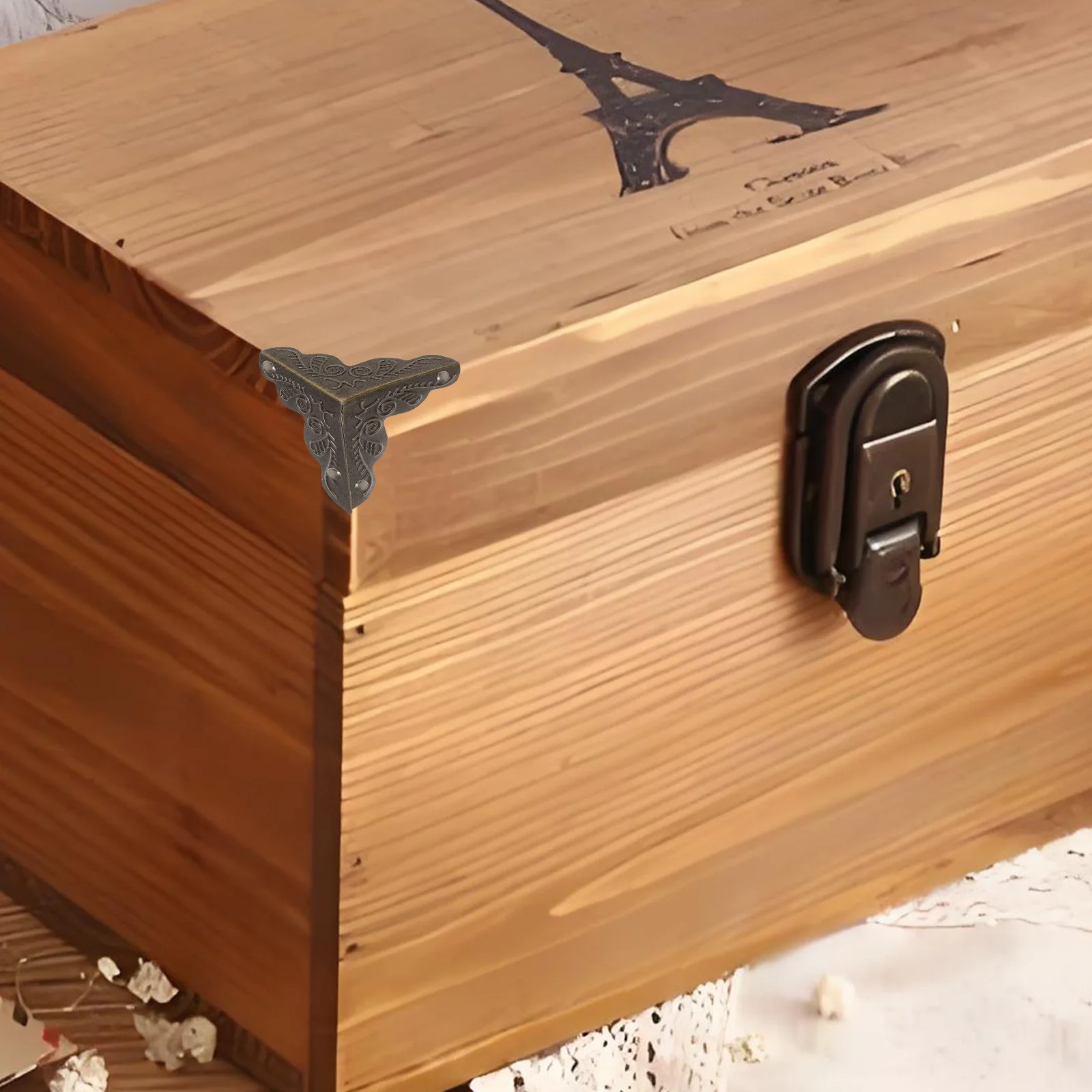 

48Pcs Vintage Box Corner Guards Metal Protective Edges for Furniture Chests Toolboxes Decorative Corner Protectors Zinc Alloy