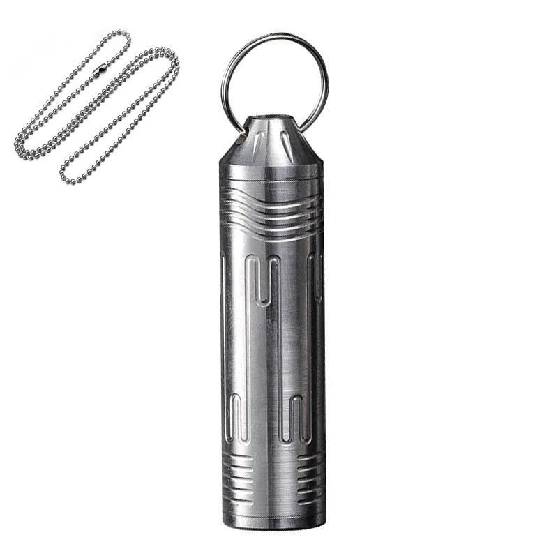 Sealed Capsule with Necklace Titanium Alloy Waterproof Pill Case Outdoor Home Firstaid Pendant Survival Bottle Container