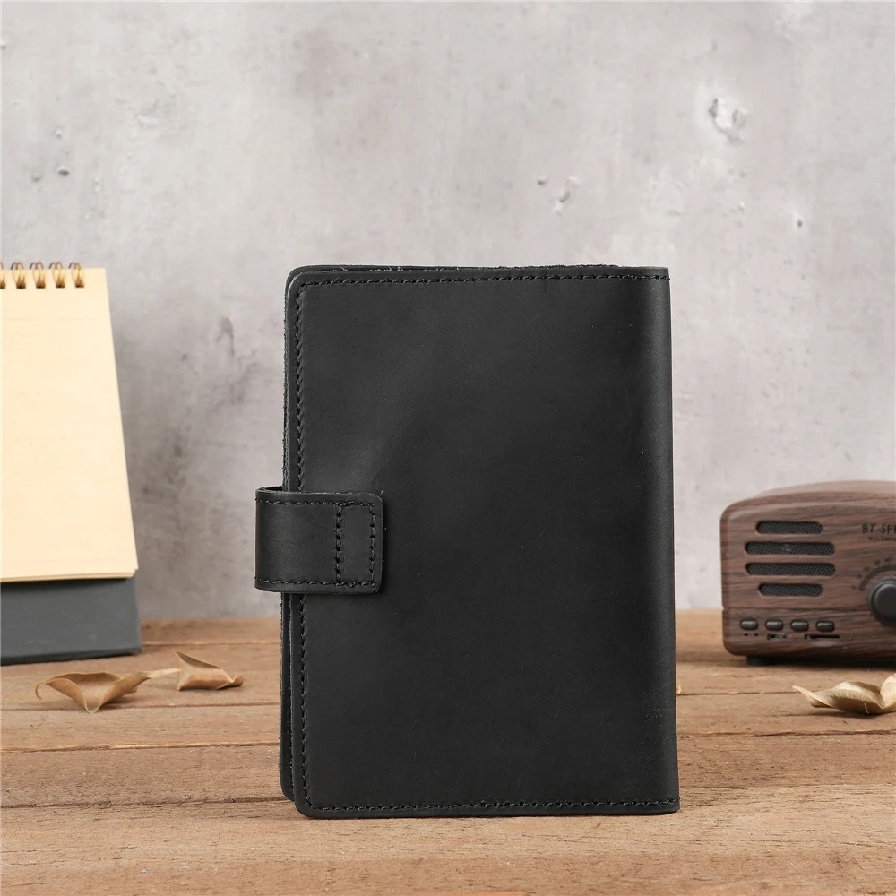 Men's Cowhide Card Holder Document Package Crazy Horse Leather Passport Baotou Layer Cattle Pickup Bag ID Credit Card Holder