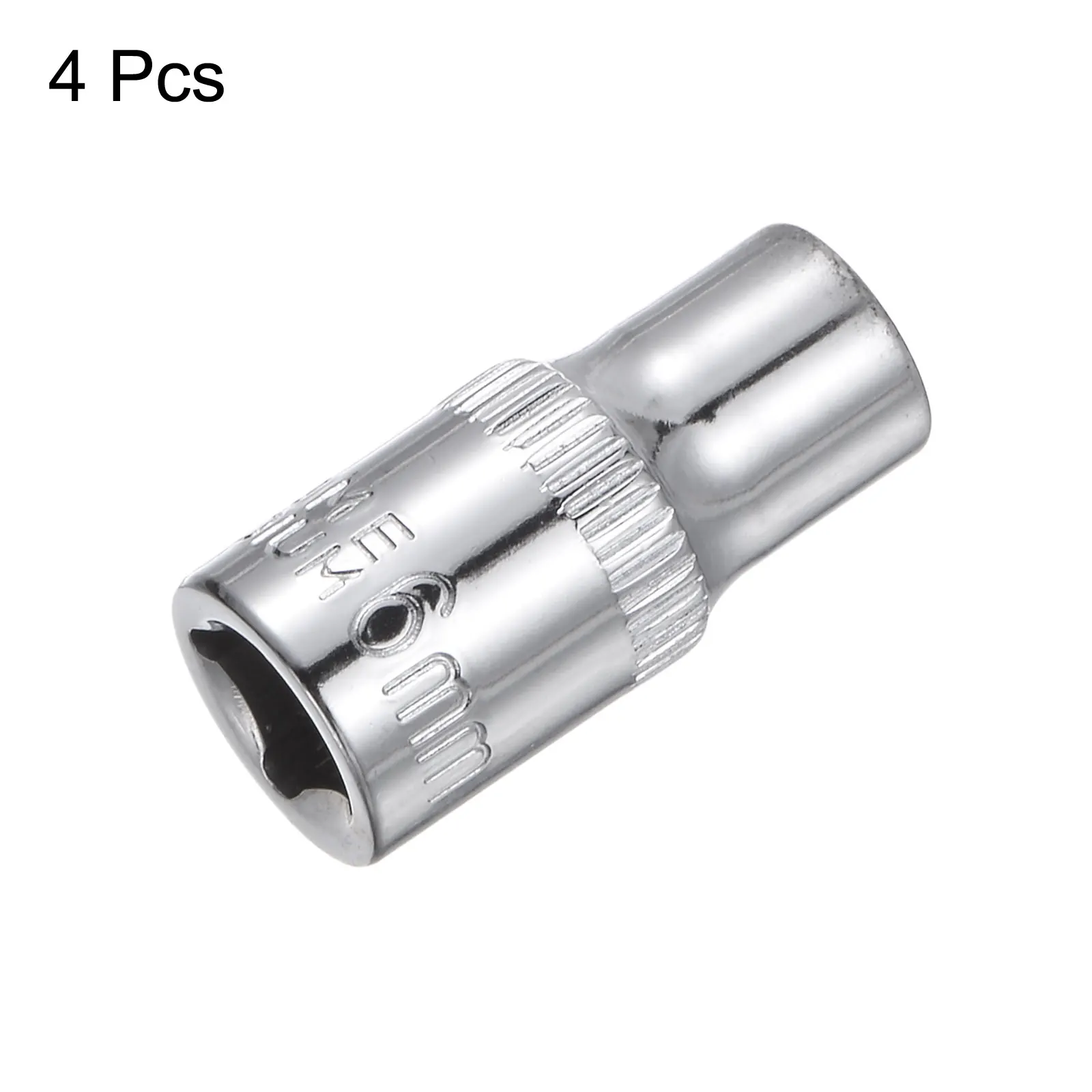4Pcs 1/4-inch Drive 6mm-13mm Steel Chrome Plated 6-Point Shallow Socket