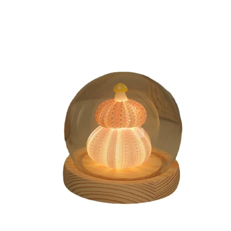 LED Sea Urchin Night Light Mushroom Shell Diy Bedroom Desktop Ornament for Children's Day Gift