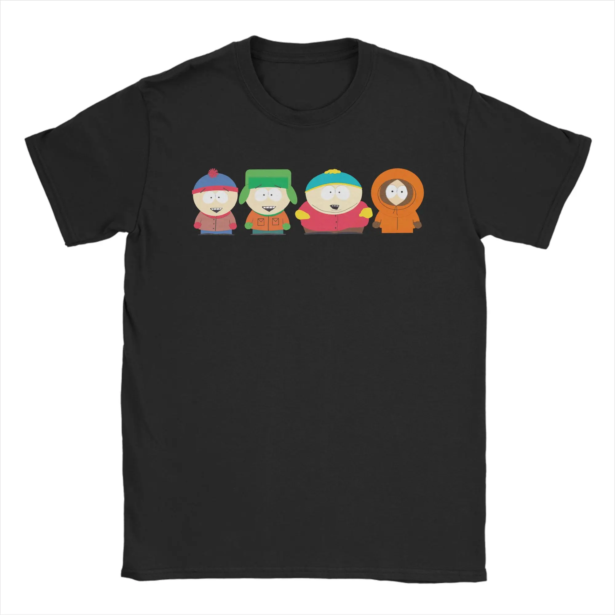 

South Cartoon Park Cartman T-Shirts for Men Round Collar Cotton T Shirts Cartman Kyle Kenny Stan Short Sleeve Tee Shirt Clothing