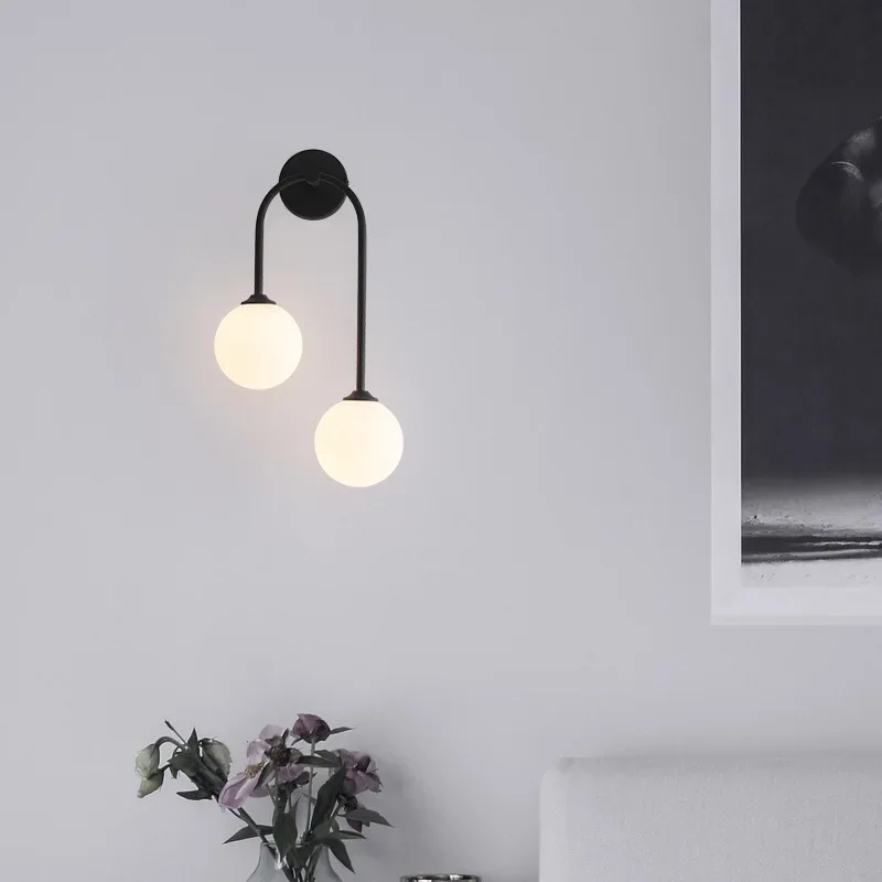 Nordic Wall Lamps Double Glass Ball Interior Wall light for modern Bedroom living dining Aisle Corridor Stair decor Lighting - view 4