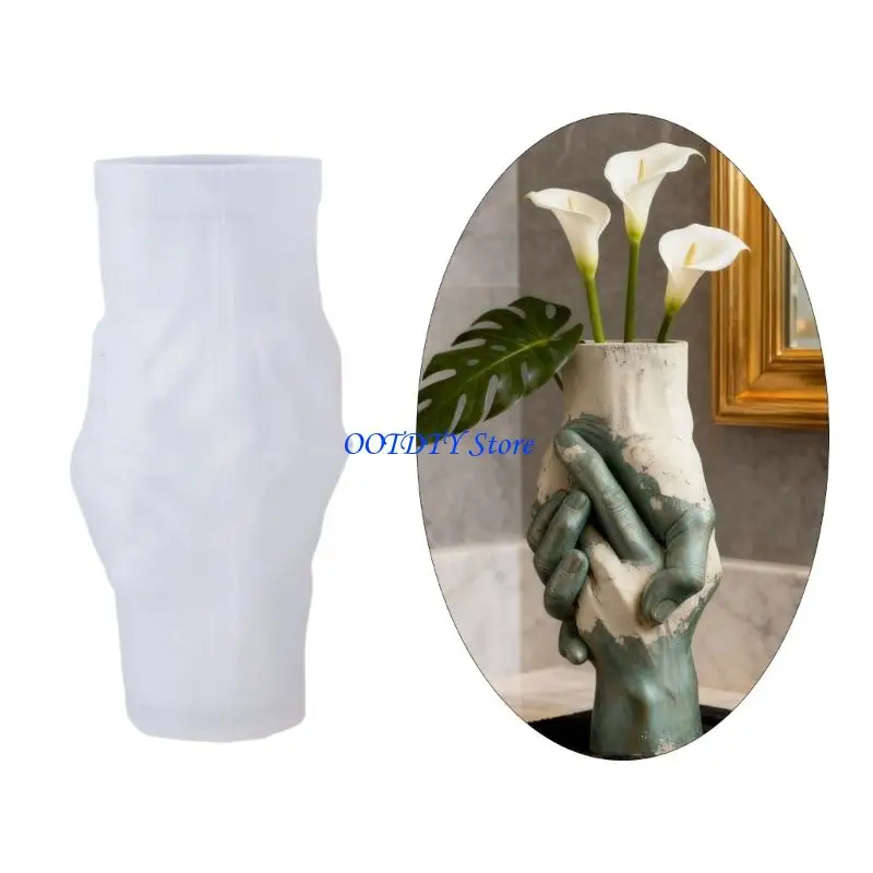367A Silicone Flowerpots Mold Handshake Concrete Clay Craft Mould Unique Planter Mold