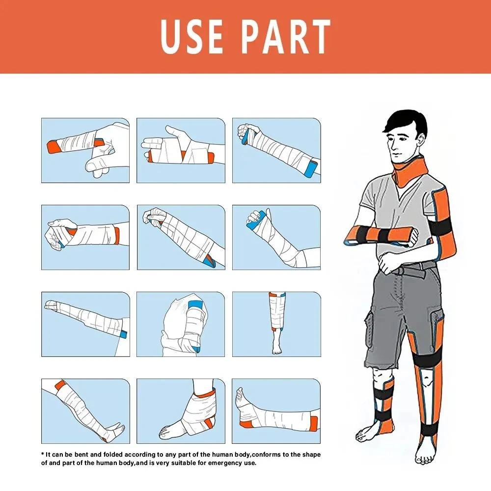 Emergency First Aid Fracture Splint Leg Wrist Fixed Fracture Rescue Protection Aluminum Splint Roll Shank Bone Immobilizer