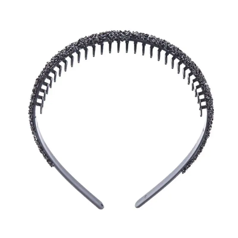 Rutschfeste Strass-Haarreifen, Zahnreifen, elastische Haarbänder für Damen, glänzende Luxus-Haarreifen, Haarschmuck – Detail 7