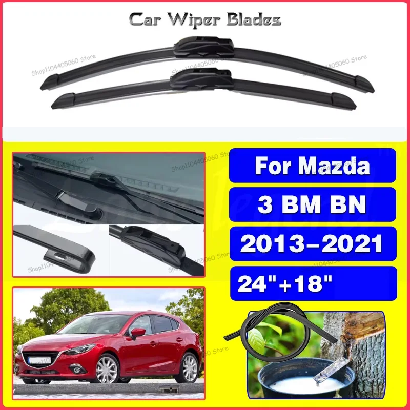 

Wiper Front Wiper Blades For Mazda 3 BM BN 2013 - 2021 Windshield Windscreen Window Rain Brushes 2018 2019 2020 24"+18"