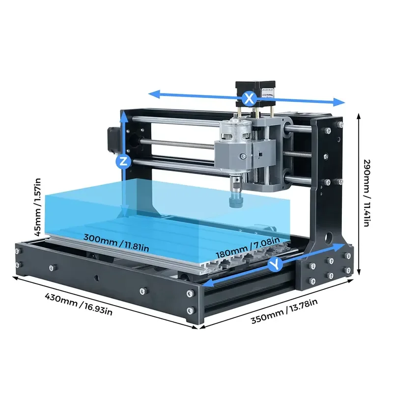 TWOTREES CNC 3018 Router Aluminum Profile Table High Precision Linear Guides 300*180*40mm Work Size Portable Cnc Milling view 3