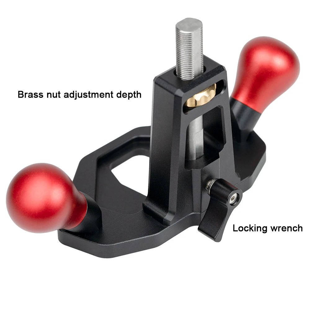 Woodworking Bottom Cleaning Planer, CNC Maching, Processamento Anodizado, com Brass Nut, Ajuste de Profundidade, Groove, Hand Plane Tool