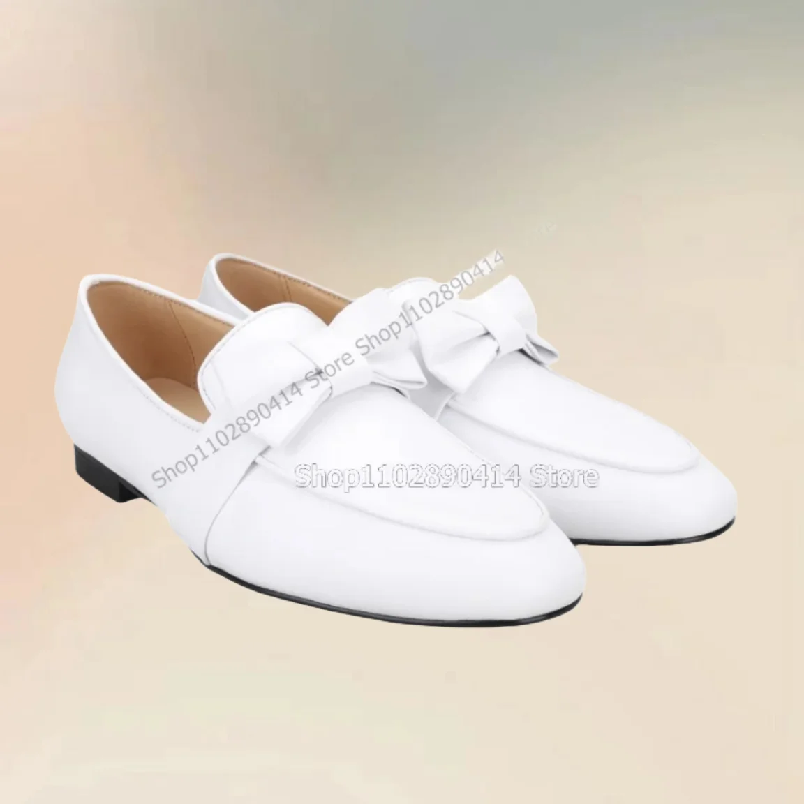 

White Bow Knot Decor Men Loafers Fashionable Slip On Men Casual Shoes Classic Handcraft Party Banquet Big Size Men Dress Shoes