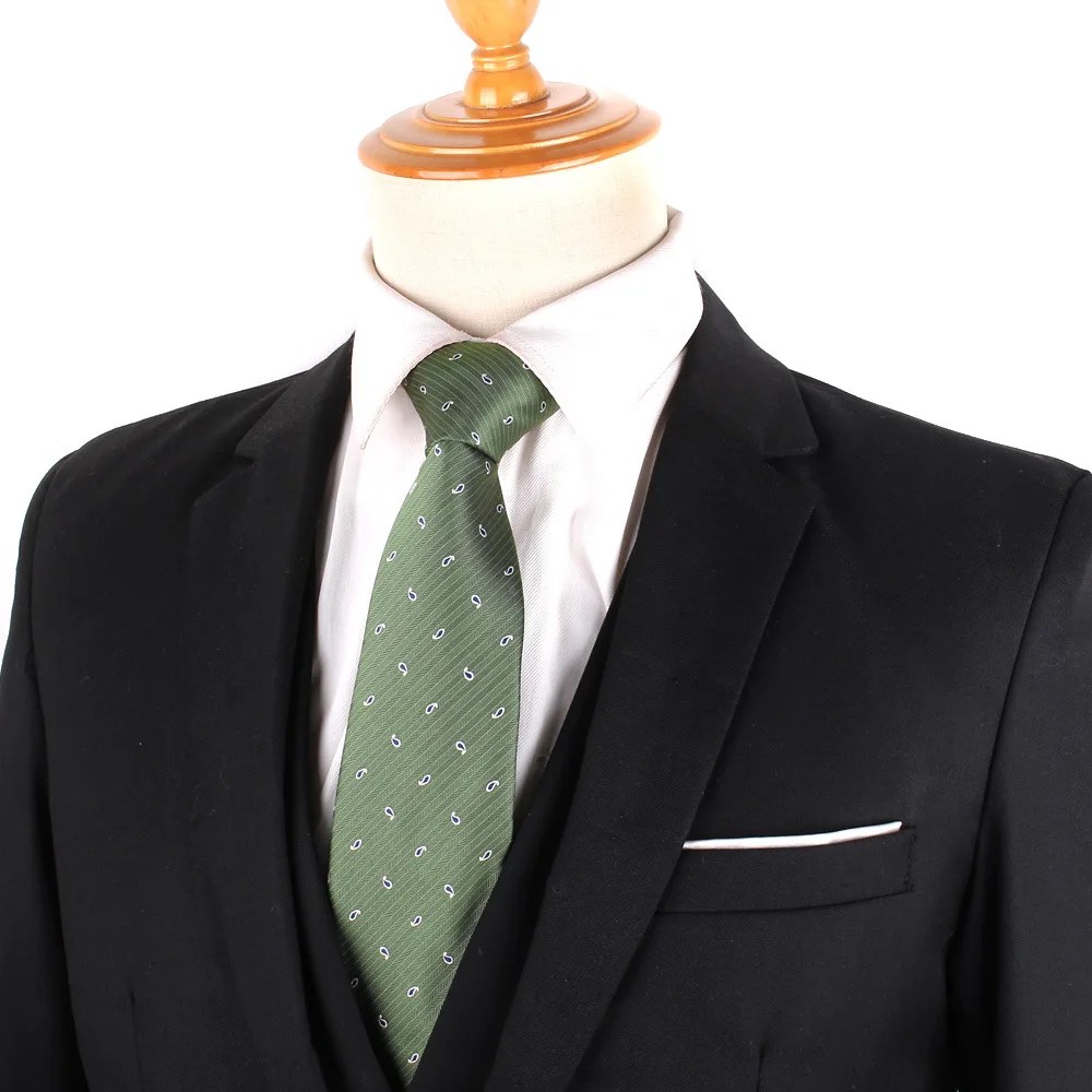 

Men's and Women's Tie Korean Fashion Flower Stripe Green Series Color Weaving 8cm Party Suit Collar Accessories