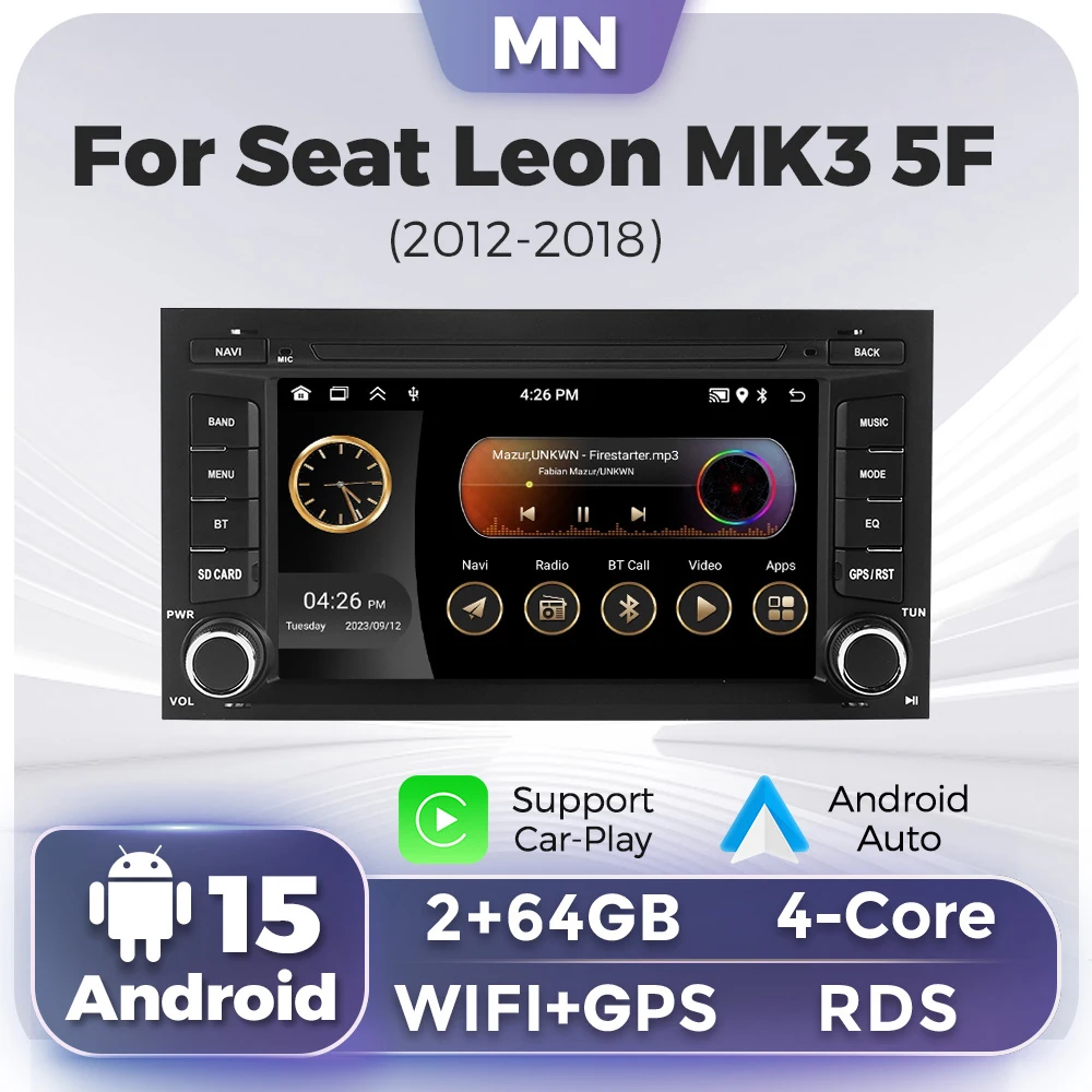 

Автомобильный радиоприемник, 7 дюймов, Android 13, для Seat Leon MK3 5F 2012 - 2018 CarPlay, стерео, мультимедийный видеоплеер с can-шиной, RDS, FM, аудио, BT