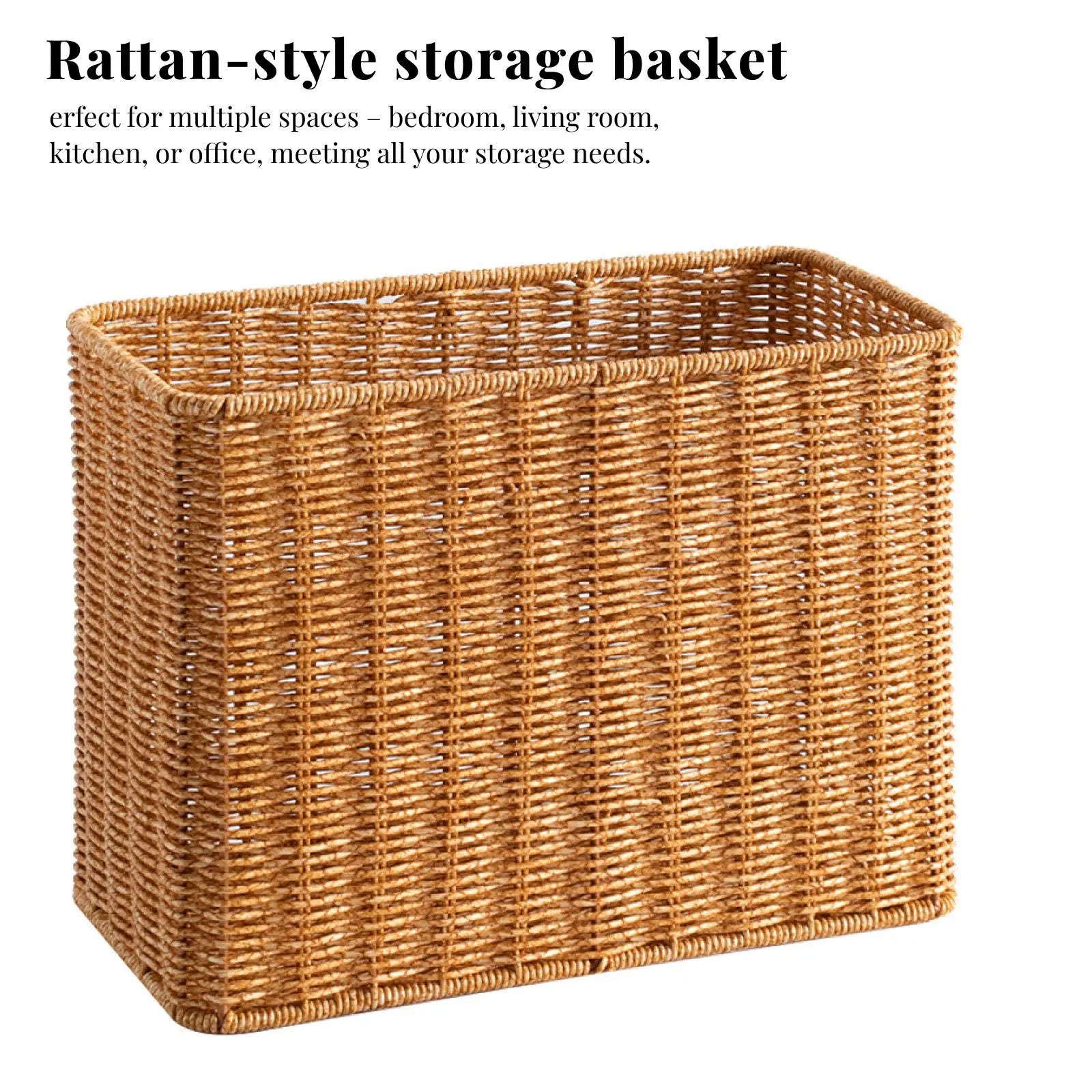 Woven Organize Basket Yoga Mat Holder Large Capacity Sturdy Compact Organizer Basket Journal Basket for Bedroom Living Room