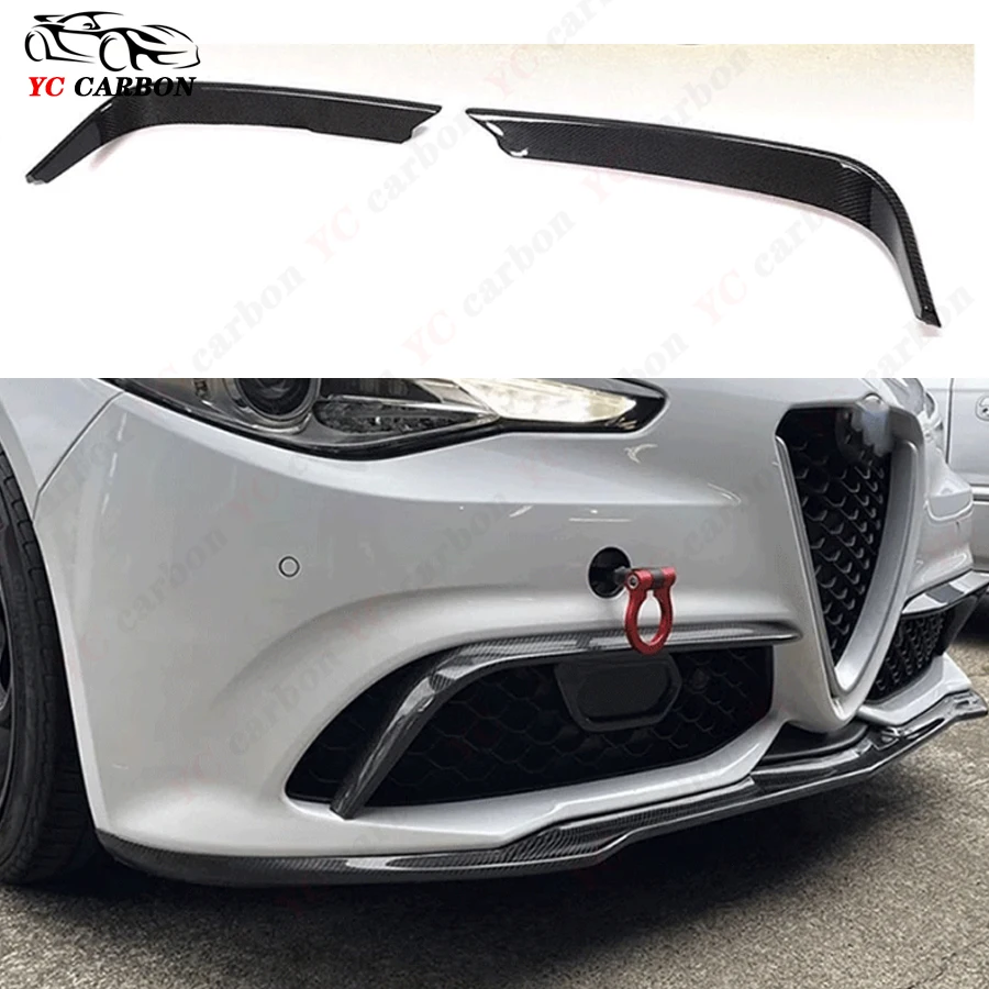 For Alfa Romeo Giulia 2015+ Real Carbon Fiber Carbon fiber wind knife Front Bumper Side Splitter Car Wind Blade Trims Body Kit