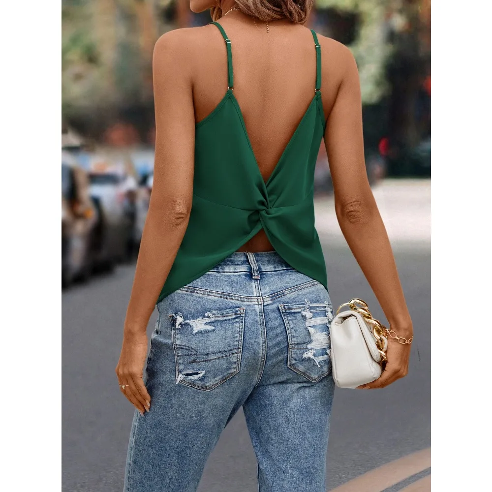 

Cross border European and American women's sexy leaky back sleeveless vest