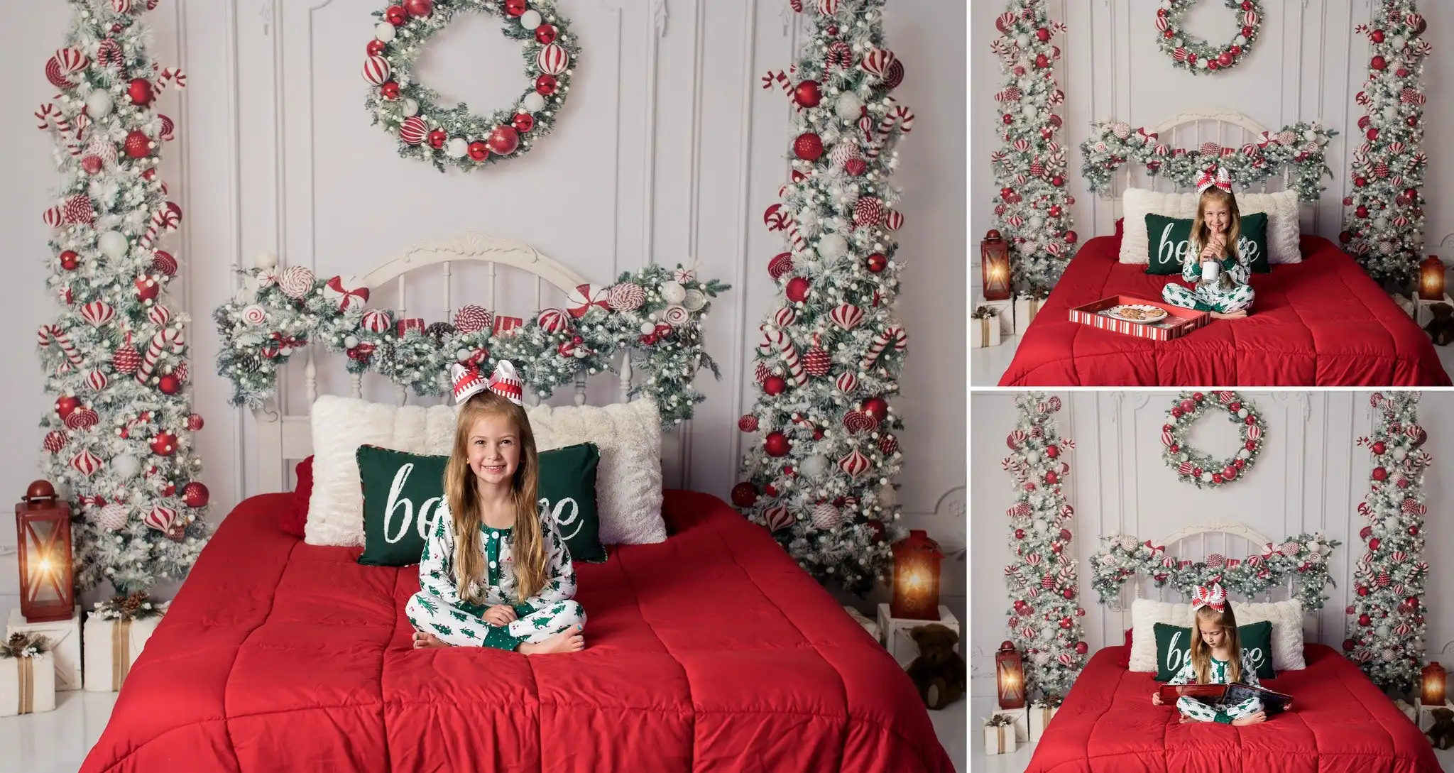 Pretty Peppermint Headboard Backdrops Kids Family Xmas Photocall Decors Child Baby Photo Christmas Trees Backgrounds