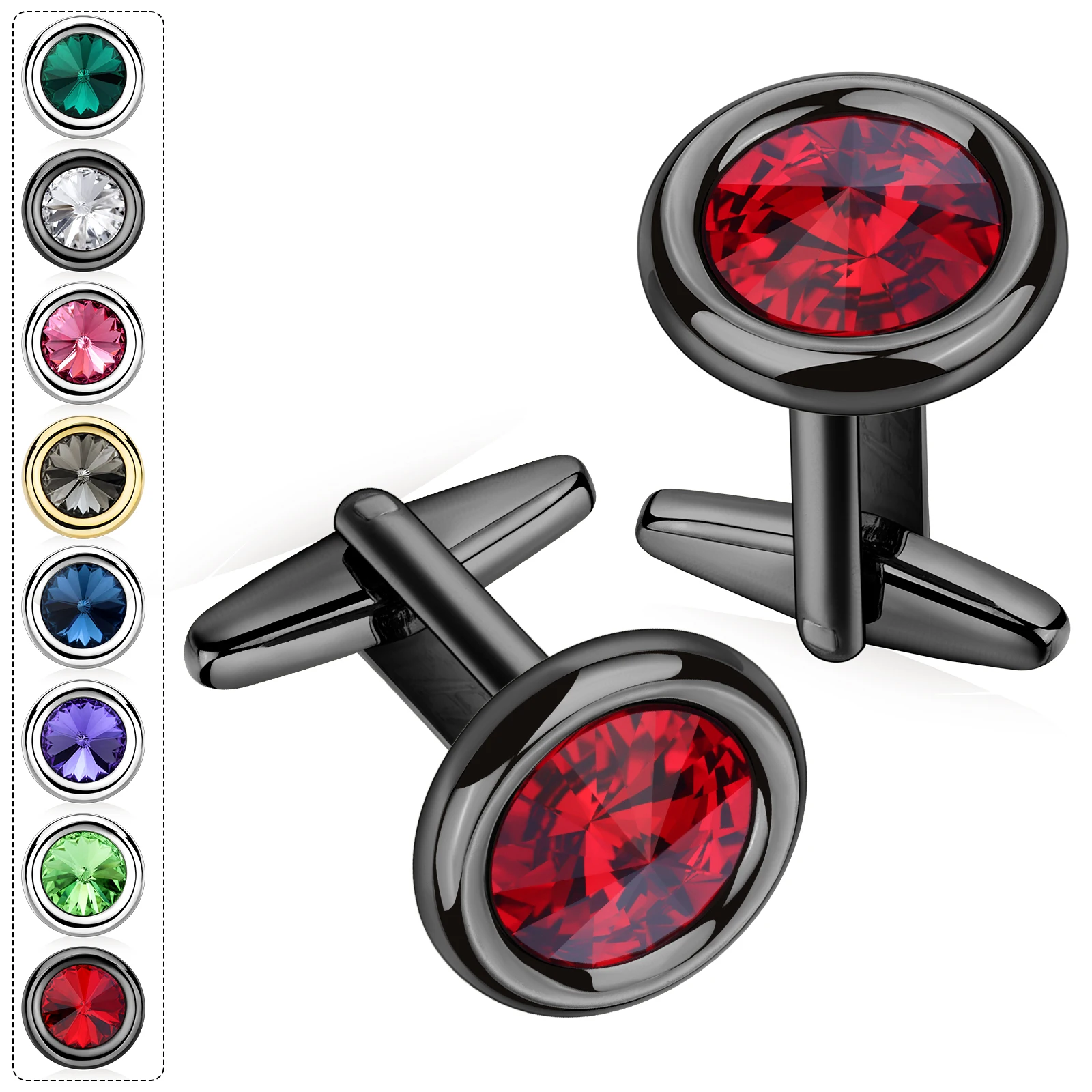 

HAWSON Cufflinks for Men,Crystal Cuff Links for Formal Business Wedding Shirts in Gift Box