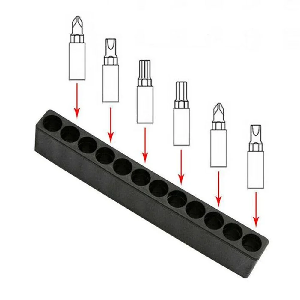 กล่องเก็บข้อต่อไขควง4ชิ้น12หลุม1/4 ''ก้านหกเหลี่ยมพลาสติกกล่องเก็บดอกสว่านสำหรับการประชุมเชิงปฏิบัติการอุปกรณ์จัดชิ้นส่วนเครื่องมือไฟฟ้า