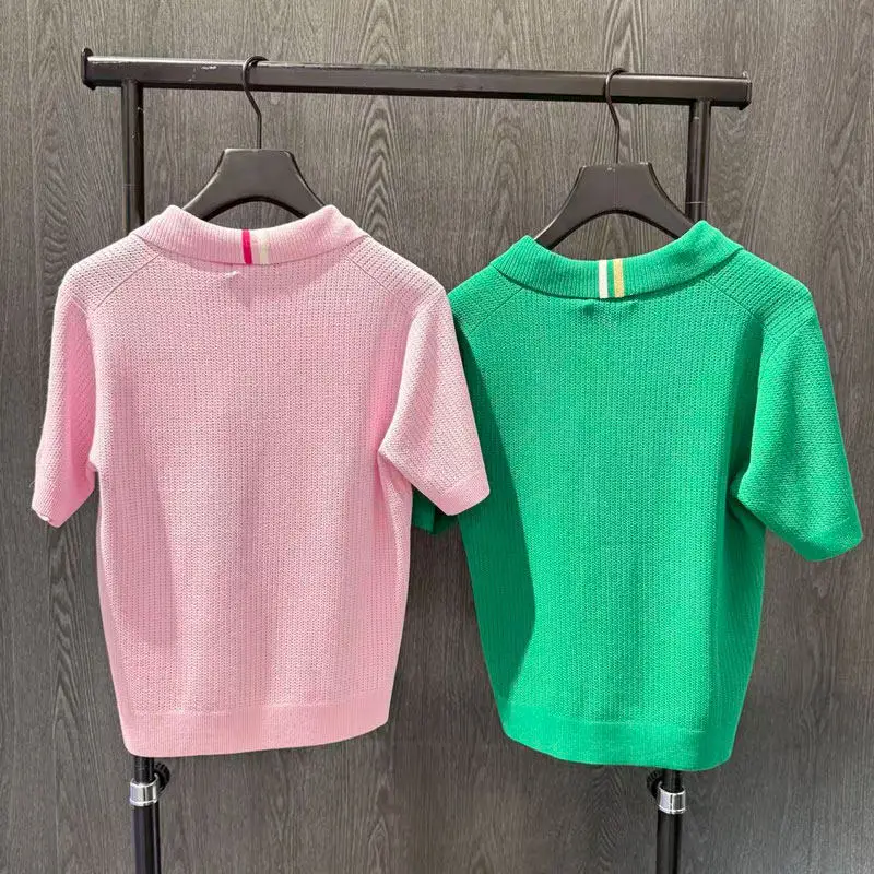 2026 Exclusive Custom Model Same Style Golf Women Knit Short Sleeve TopsSummer Lapel Outdoor Sports Fashion Casual Ladies Blouse view 5