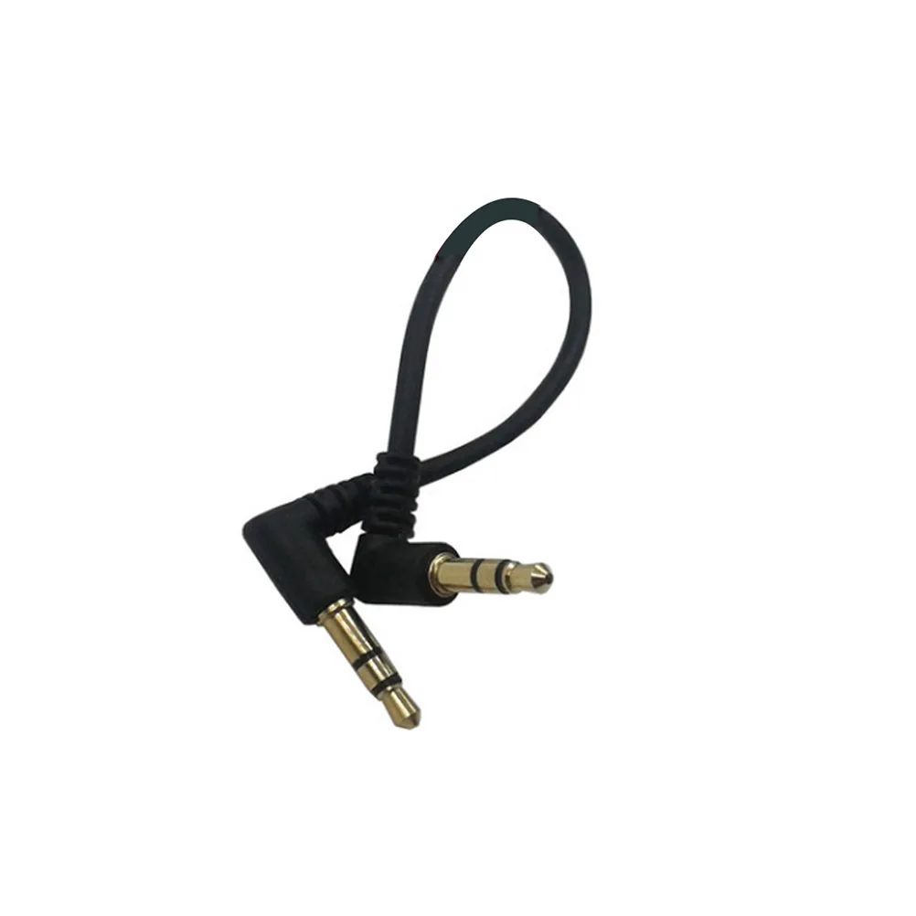 

5pcs 15Cm 3.5Mm Male To Male Audio Cable Aux Car Extension Cable For - Black Double Elbow Gold Plated
