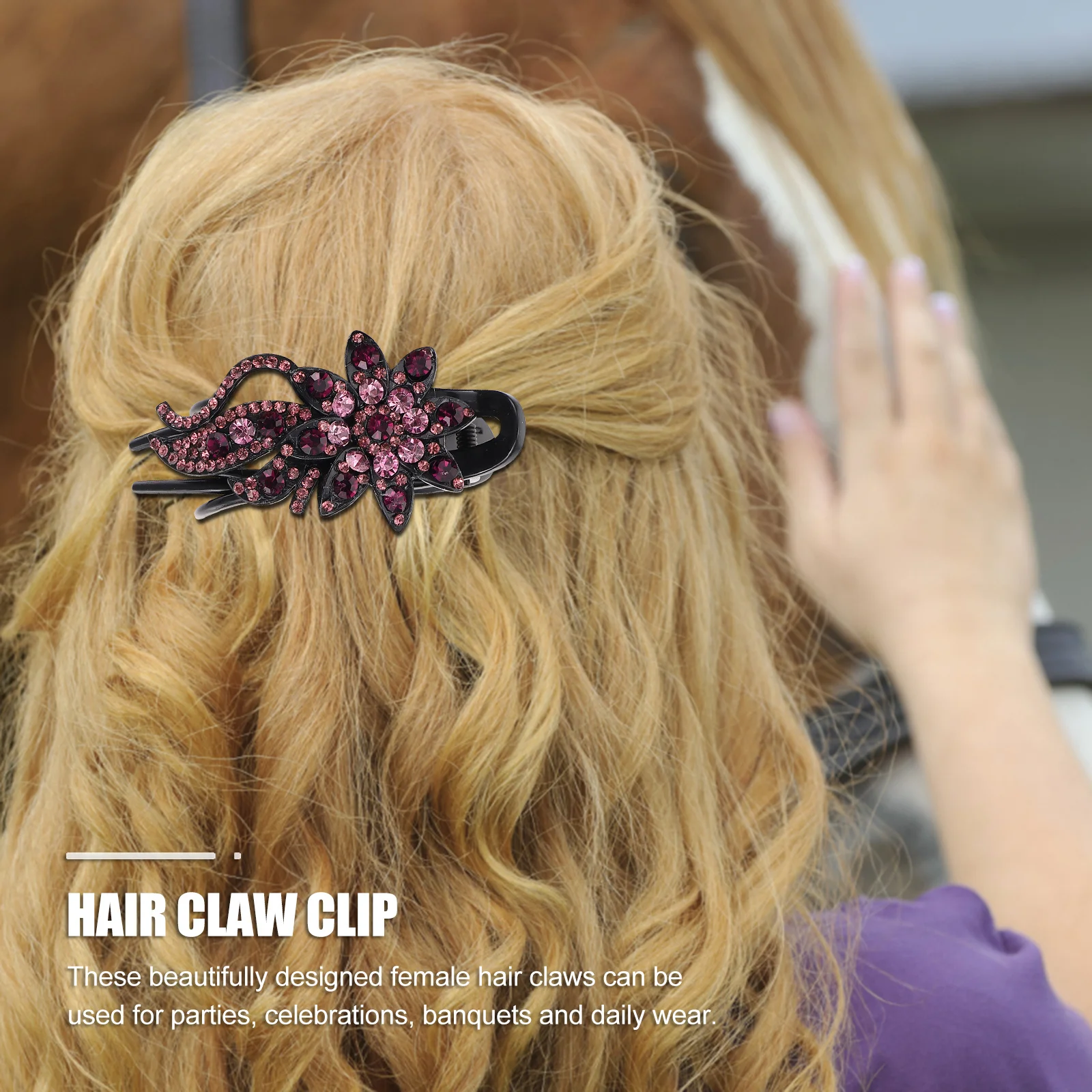 4 قطعة مشبك شعر منقار البط كليب زهرة حجر الراين ذيل حصان حامل غير تالف إكسسوارات الشعر للنساء الفتيات ارتداء اليومي