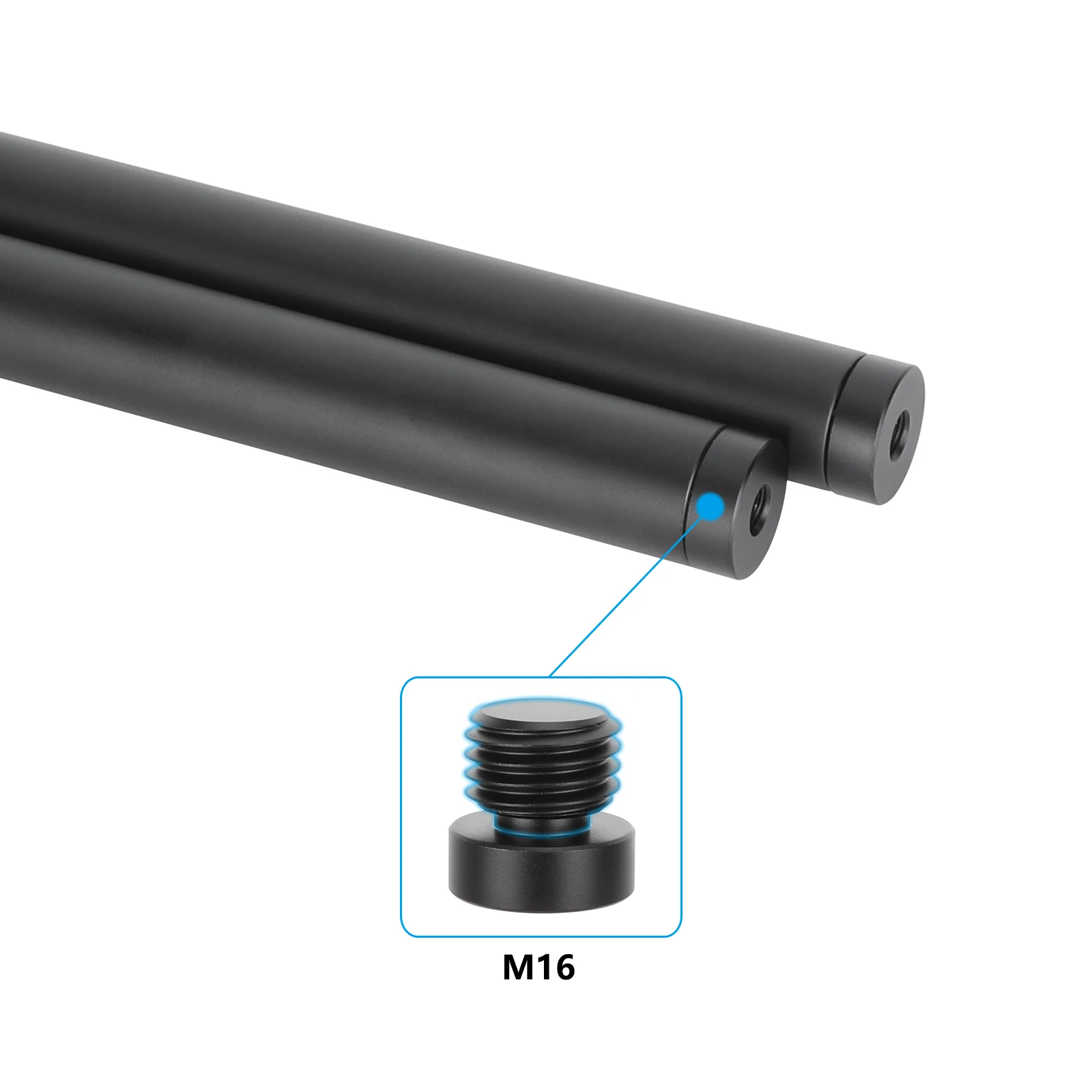 CAMVATE-Par De Haste De Alumínio Para Kit De Ombro Rig, Suporte De Varas, Plugs Extremidade, 13.78 "Longo, 19mm, 2Pcs