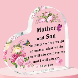 Gifts for Mum Heart-Shaped Acrylic Plaque Mum Gifts from Son Birthday Thanksgiving Mother's Day Gift for Mother