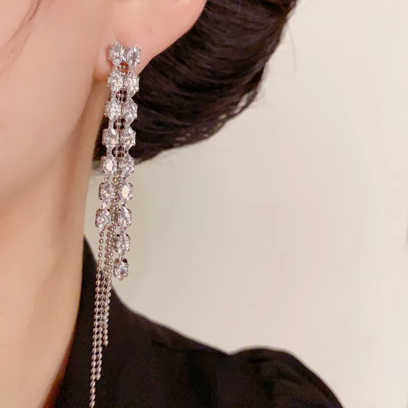 أقراط للسيدات قلادة للنساء نمط طويل أزياء OL الفرنسية الخفيفة الفاخرة الرجعية شرابة القرط #3