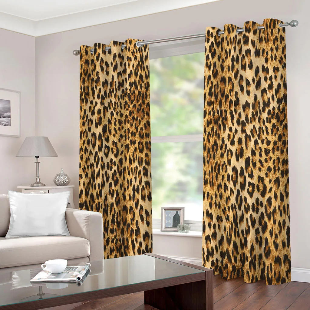 HUANZHUANG Curtains For Bedroom Animal Leopard Print Luxury Cheap Window Curtains Blinds For Living Room Kids Kicthen Door Home