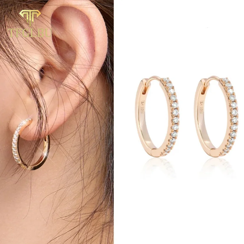 

TFGLBU Trendy All Moissanite Hoop Earrings for Women Lab Diamond 18k Plated Jewelry 100% 925 Sterling Silver Wedding Earring GRA