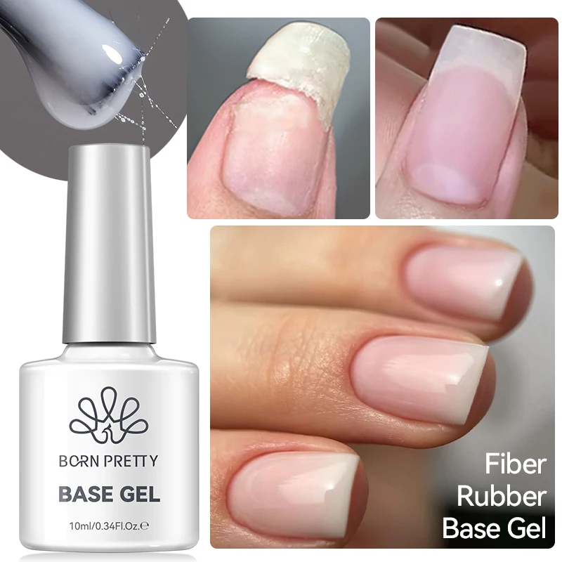 BORN PRETTY 10ml Fiber Rubber Base Gel For Broken Nail Repaired Fiberglass Clear Quick Building Soak Off UV Construction Gel