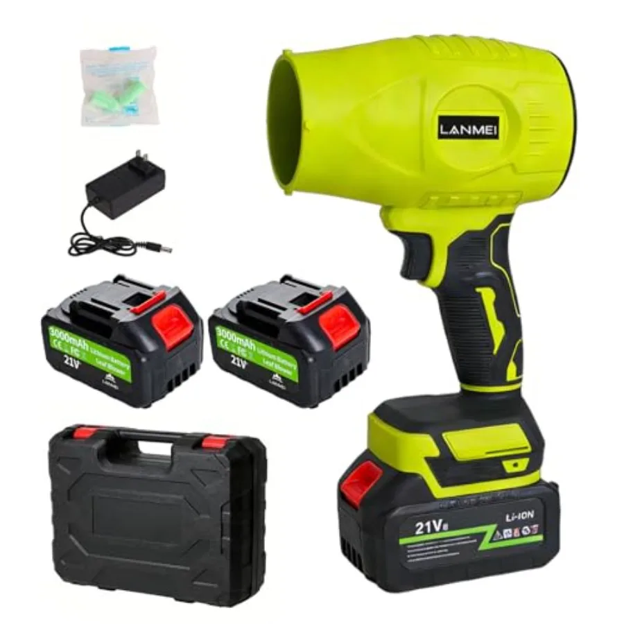 

21V Cordless Leaf Blower with 2 * 3.0Ah Batteries and Charger High Power Turbo Jet Blower Lightweight Handheld Electric Blower