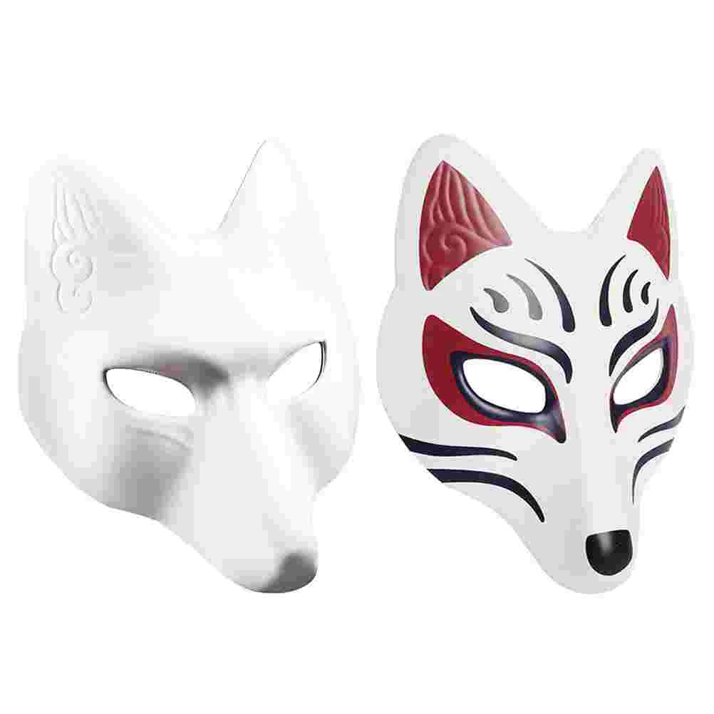 

2 Pcs Fox Mask Blank for Cosplay Party Masquerade Masks Halloween DIY Teenager Eva White Miss Adults