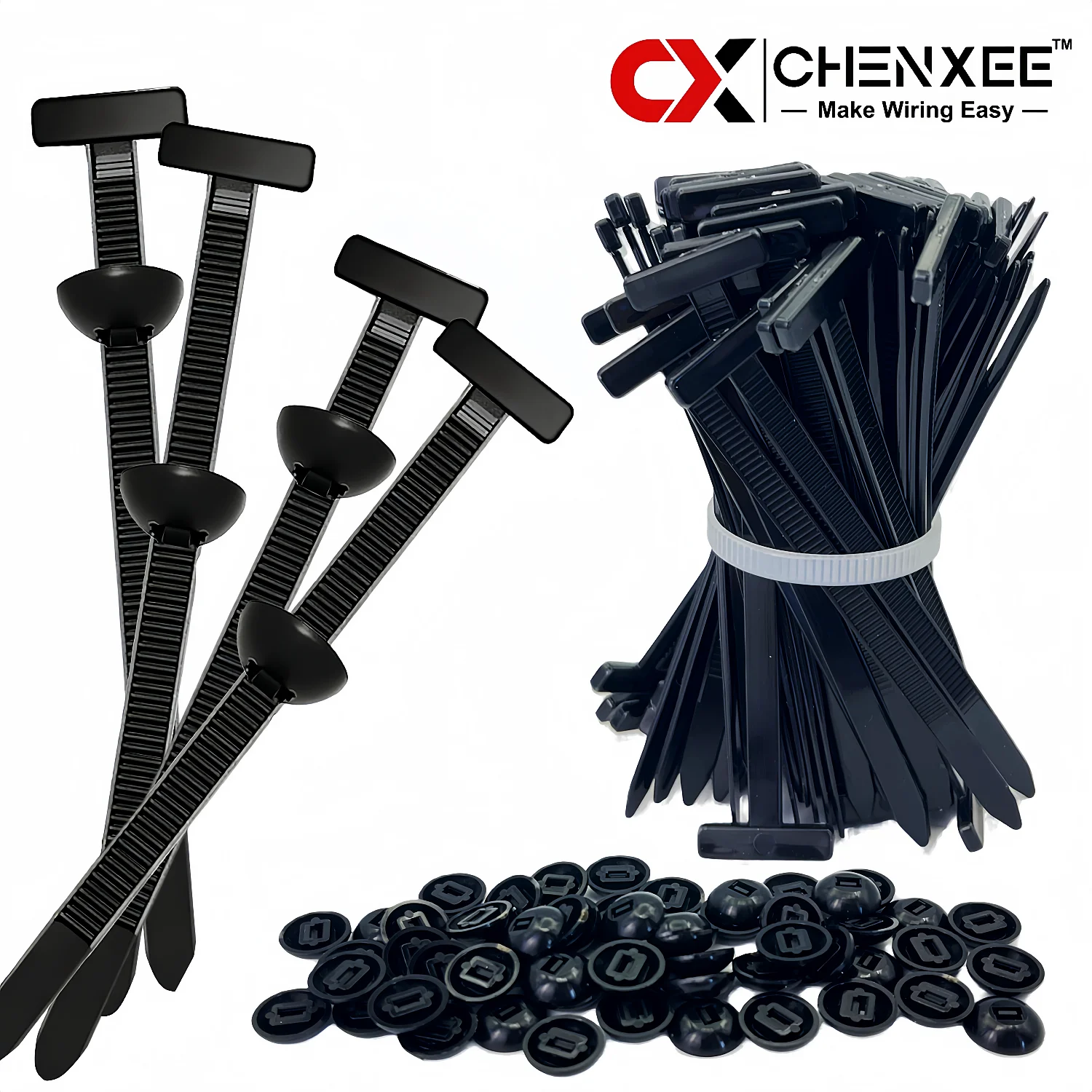 Nylon Universal Cable Tie Buckle, Zipper Clips for Cars, T Style Zip Ties Button Fixion Tools, Automotive Plastic Rivet Push Pin