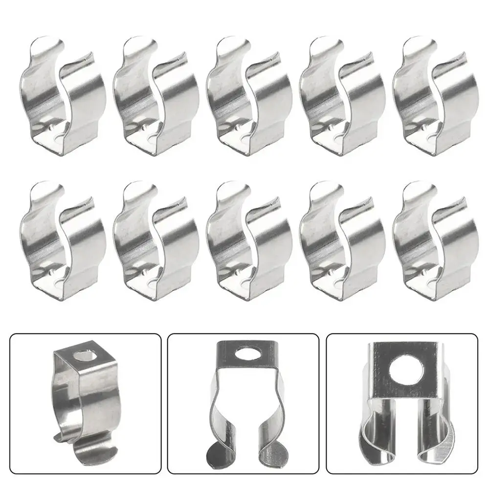 10Pcs Fixing Clips Spring Terry Clip Clamp Holders Heavy Duty Lamp Tube Clip T8/T10 Base Tool Pipes Clamp for 25mm/32mm Dia Tube