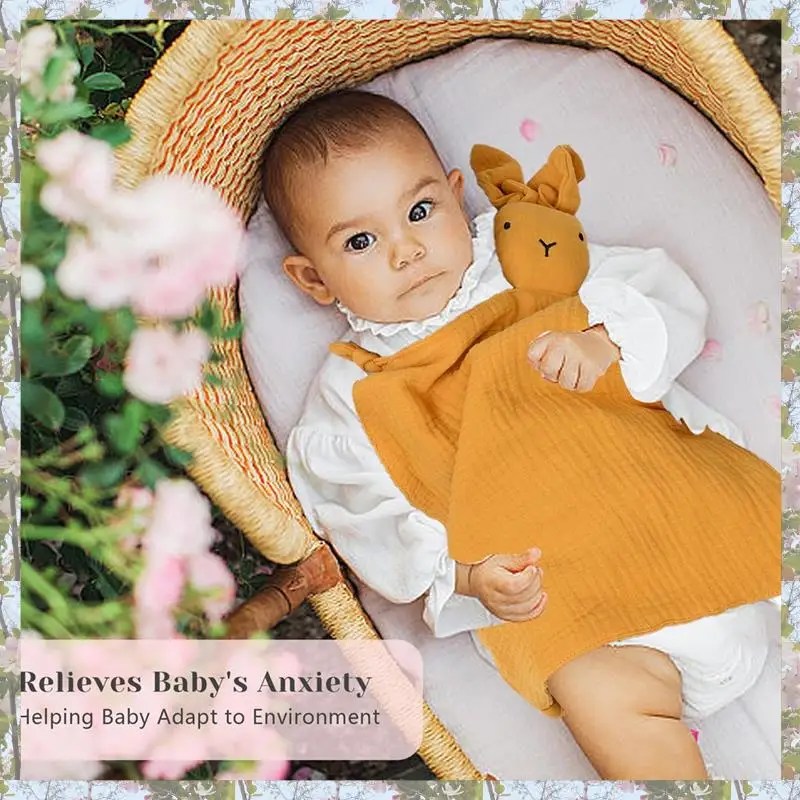 T84C-Loveys للأطفال شخصية الشاش محبوب بطانية مخصصة مطرزة الطفل بطانية أمان الأرنب المعزي مع Nam