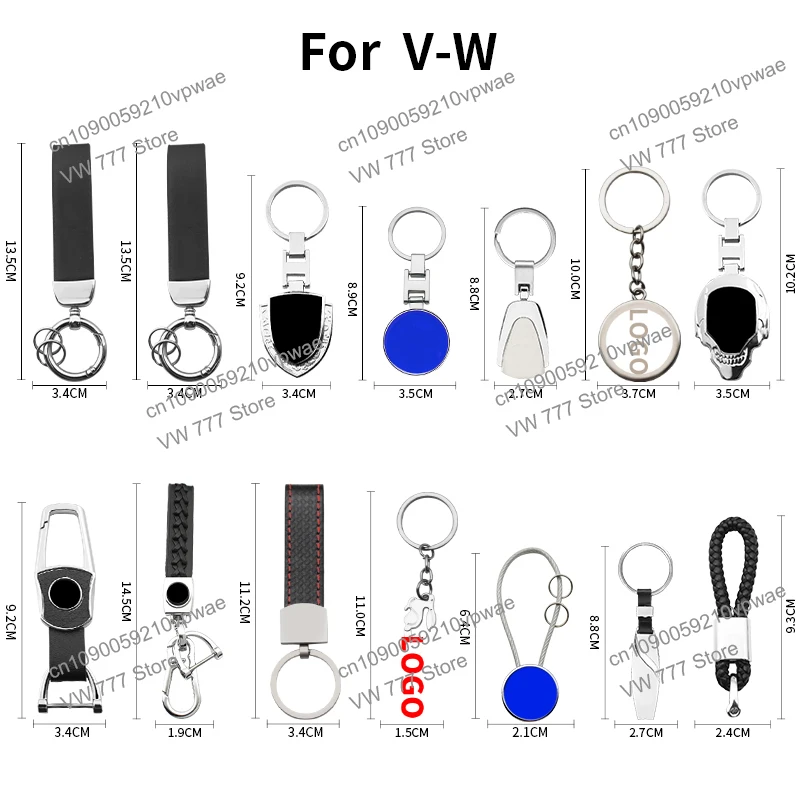 1pcs Car Logo Key chain Metal Aluminum Alloy Leather Belt Rope Key Ring Creative Fashion Accessories for Volkswagen