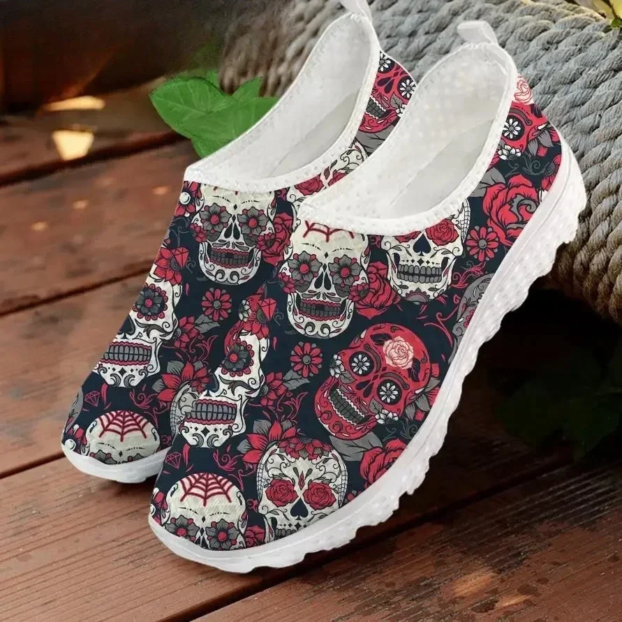 New Casual Flats Sneakers Gothic Style Colorful Sugar Skull Printing Women Outdoor Workout Footwear Comfort Shoes view 4