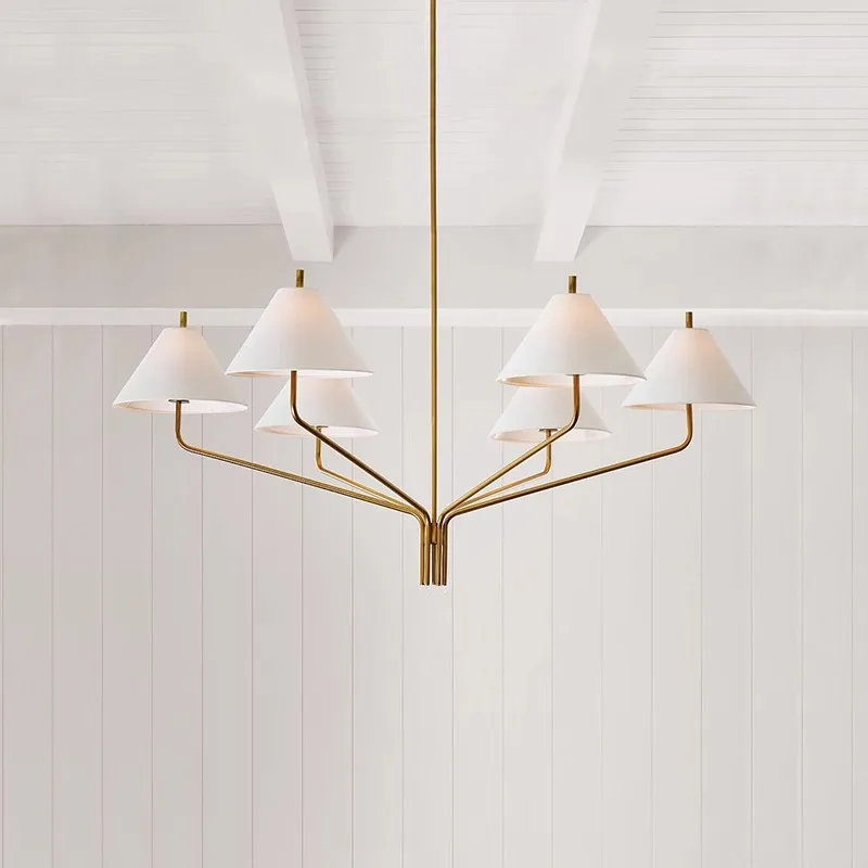 Nordic Minimalist Fabric Ceiling Chandeliers Countryside Villa Restaurant Medieval Bedroom Creative Atmosphere Lighting Fixtures