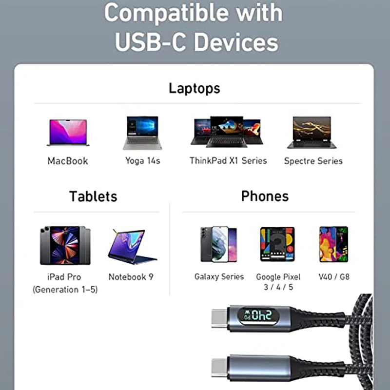 240W USB 4.0 Cable, 40Gbps 8K@60Hz PD Type C Cable, USB C to USB C Male Cable for Thunderbolt 4/3 Computer Type C Laptop Tablet