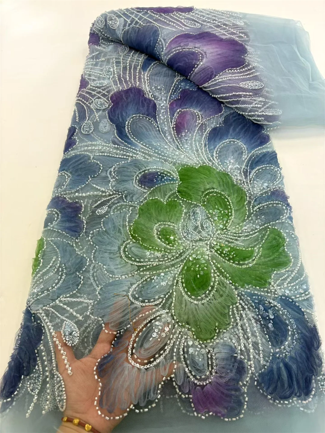 

Африканское кружево с бисером 2026, высокое качество, нигерийская французская сетчатая кружевная ткань с блестками для свадебного платья для женщин