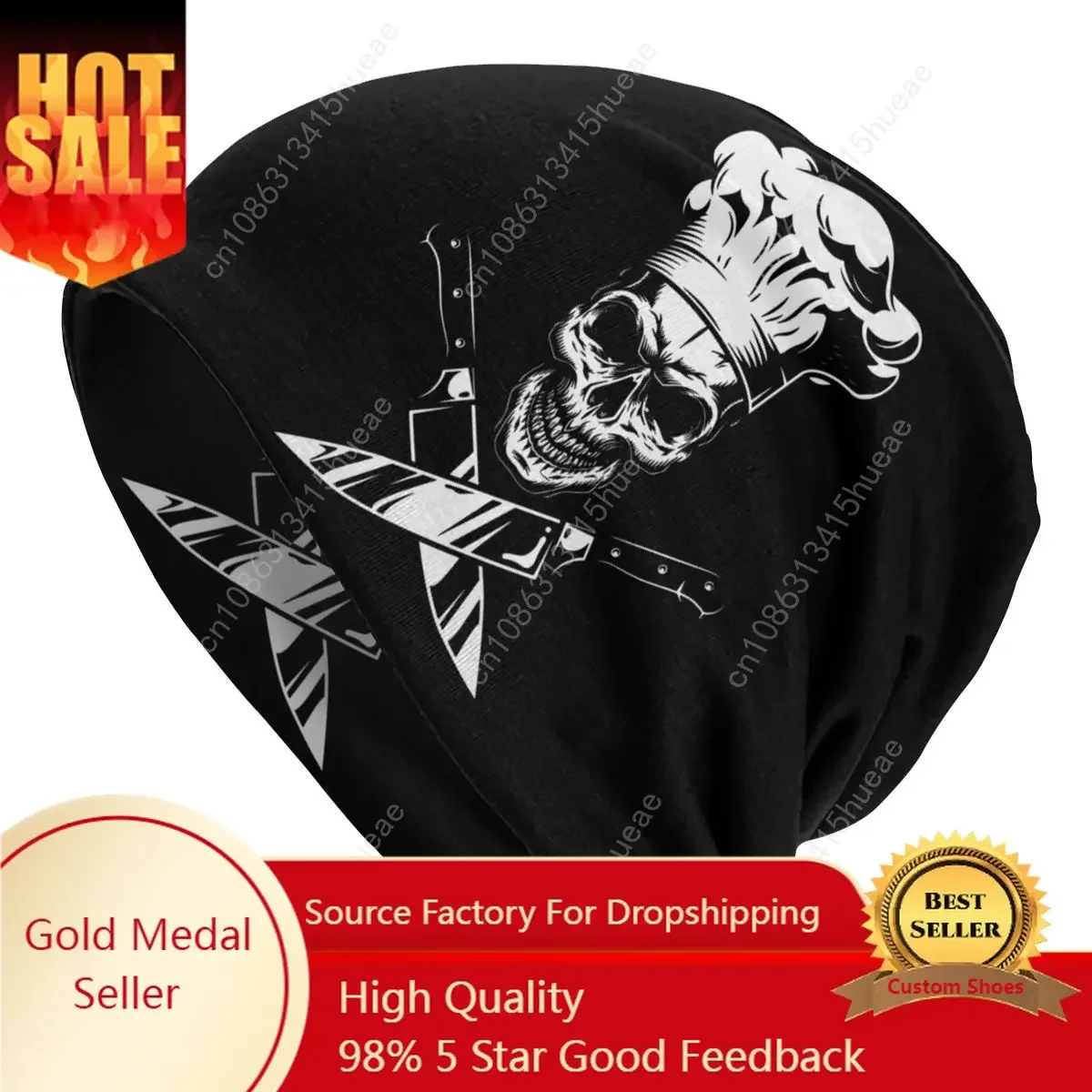 

Chef Cooking Pirate Skull Cross Knife Bonnet Beanie Knitting Hat Men Women Cool Winter Warm Skullies Beanies Caps for Ski