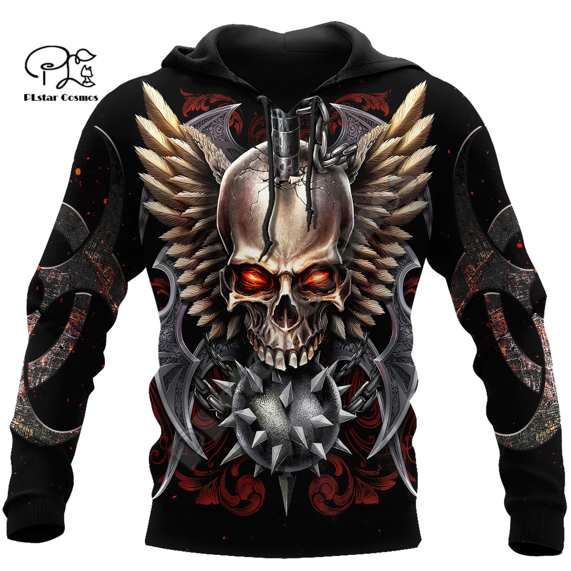 

Cosplay Reaper Ghost Gothic Skull Satan Baphomet Devil Retro Long Sleeves Men/Women 3DPrint Harajuku Streetwear Funny Hoodies M9