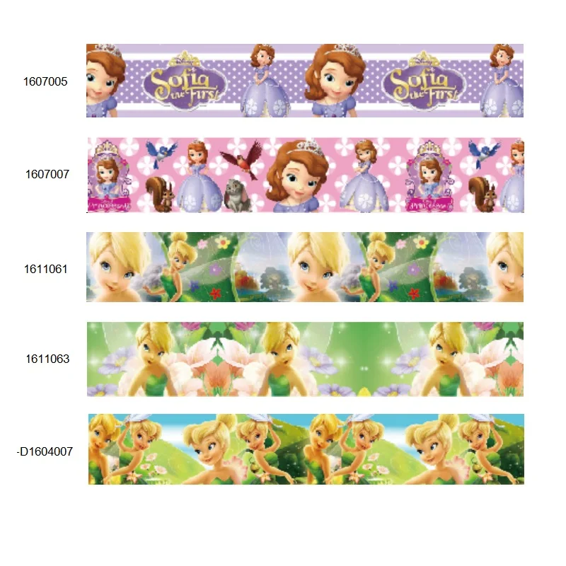 Disney Princess Tinkerbell, Sofia Printed Grosgrain Ribbon for Hairbows DIY, Handmade Materials Craft Supplies, 10Yards