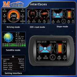 Compteur d'affichage tête haute GPS tout-terrain, multifonction, OBD, HUD, affichage numérique du signal satellite, boussole, inclinomètre, compteur de vitesse, A65