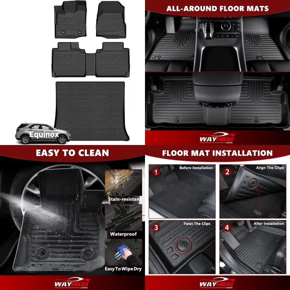 

Wayhigh-for 2012-2017 Chevrolet Chevy Equinox/GMC Terrain 2012-2017 All Weather Floor Mats and Cargo Liner Set TPE Car Mats Wate