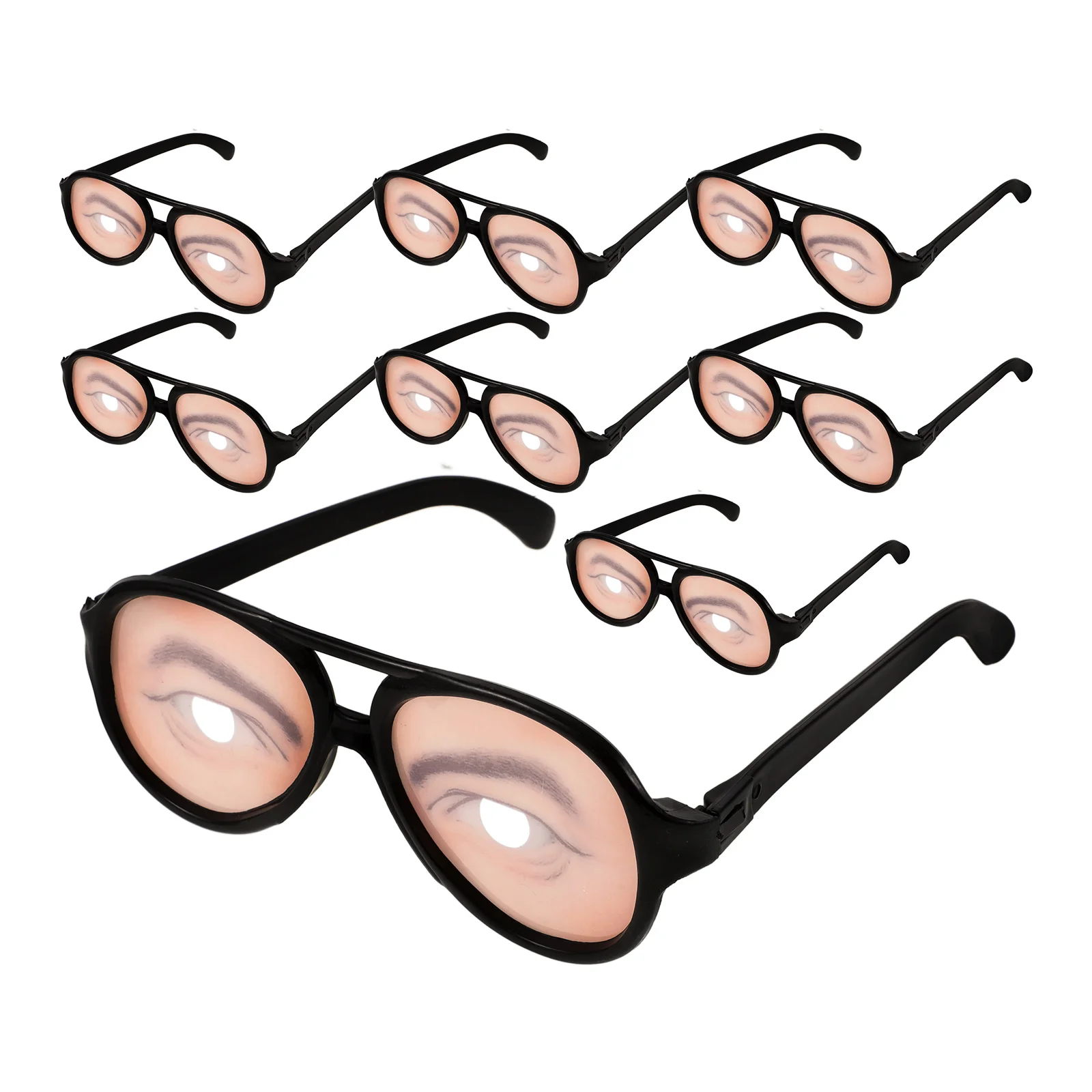 

8 Pcs Funny Eyeglasses Plastic Durable Lightweight Cool Fashion Prank Glasses Halloween Party Costume Dress Up Photo Prop Adult
