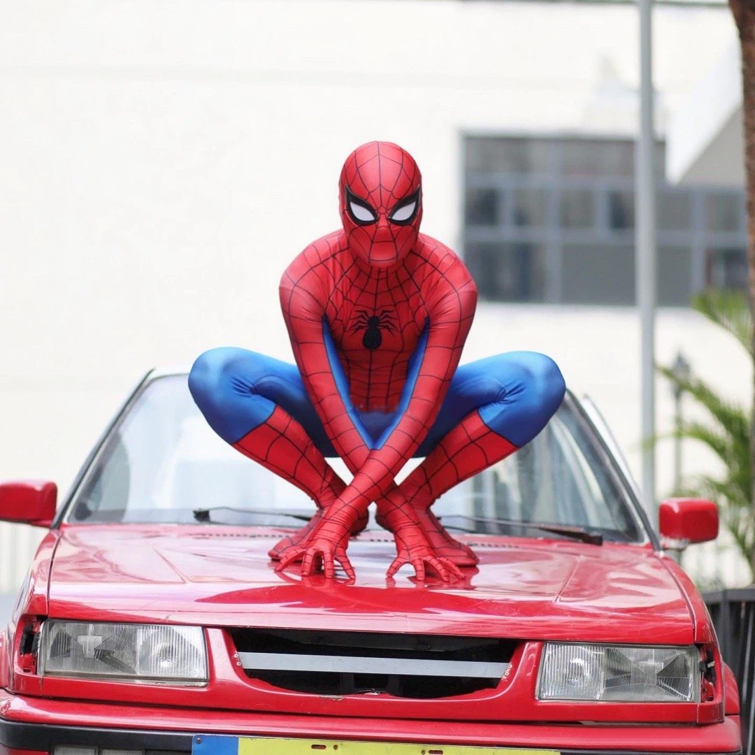 Disfraz clásico de Spiderman para Halloween, traje de Peter Parker con estampado 3D de superhéroe, de LICRA y Araña, color rojo y azul