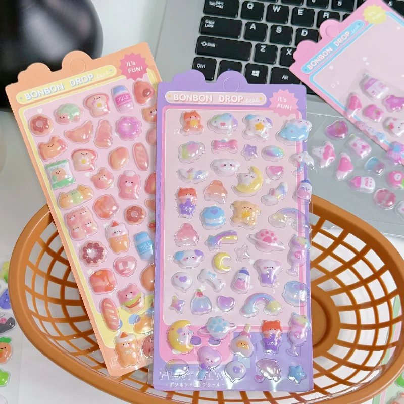 5 قطعة الحيوانات الكرتون ثلاثية الأبعاد ملصقات الإغاثة لطيف الكلب القط Diy بها بنفسك الهاتف الأمتعة الكمبيوتر أعواد تزيين هدية