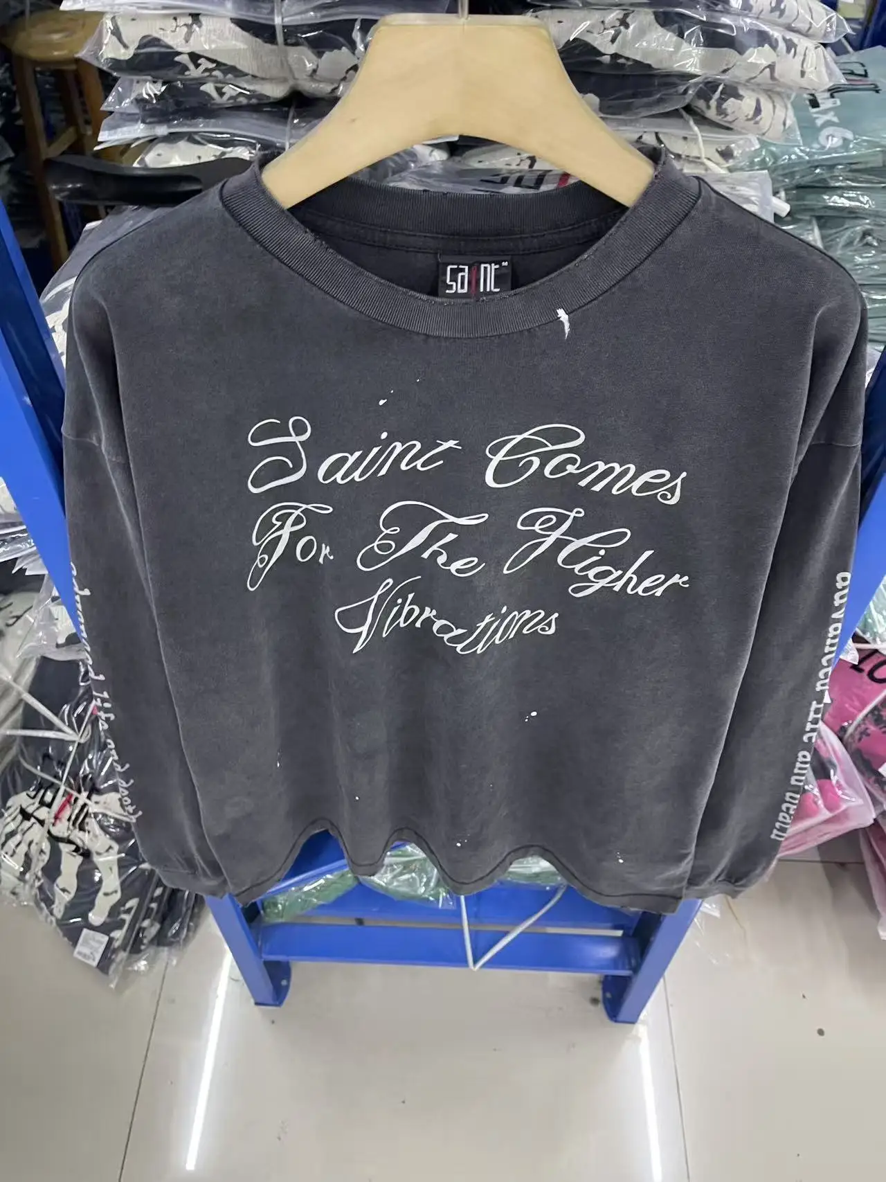 Good Quality 25ss   SAINT Blue Racing SuitLong Sleeve Print  Fashion Men Women Cotton Japan Style Vintage American Style T-Shirt